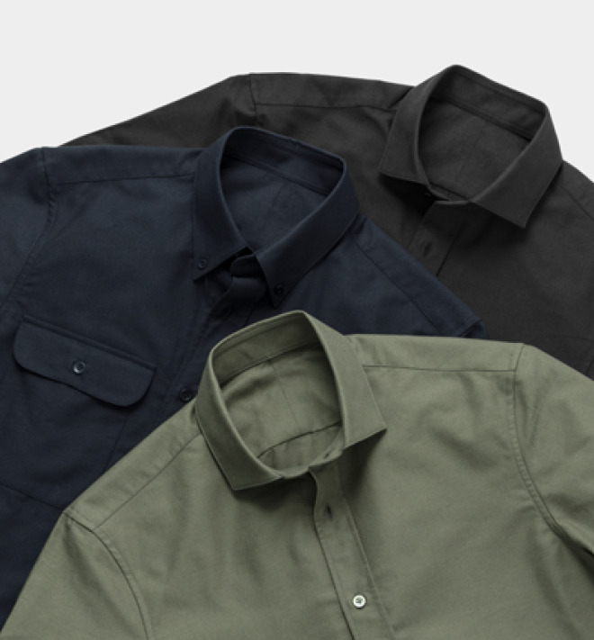 3 новых сезонных цвета в коллекцию 365 для неформальных рубашек из хлопковой ткани «оксфорд» - черный, темно—оливковый и темно-синий
